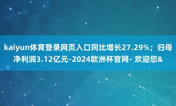 kaiyun体育登录网页入口同比增长27.29%;归母净利润3.12亿元-2024欧洲杯官网- 欢迎您&